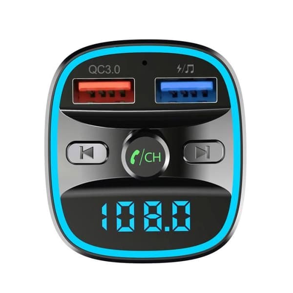 FM-sändare Bluetooth 5.0 Car Modulator Handsfree Kit Trådlös Auto Audio MP3-spelare QC3.0 Dubbel USB-laddare