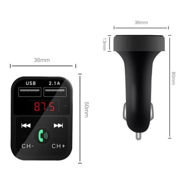 Bil Bluetooth FM-sändare Trådlös Radioadapter USB Laddare MP3-spelare-Svart