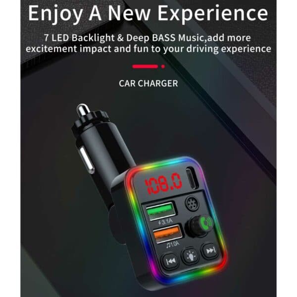 Bluetooth FM-lähetin autolaturi USB-C RGB