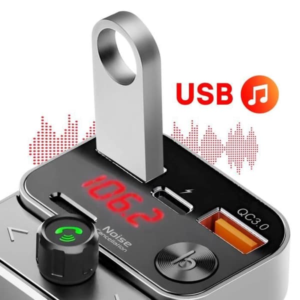 FM-sändare - SWISSTEN - Bluetooth - USB-C laddare - Handsfree - Svart