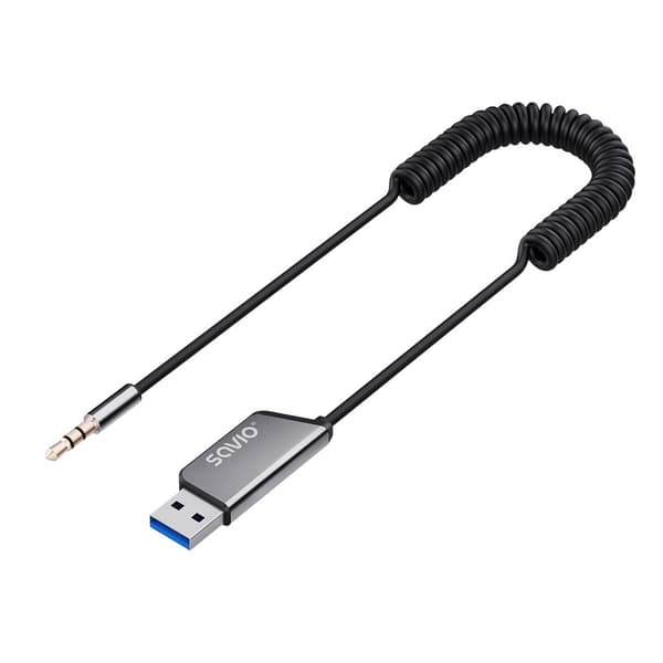 Savio TR-16 lähettimen AUX-sovitin handsfree-toiminnolla, Bluetooth 5.3, Google Assistant/Siri