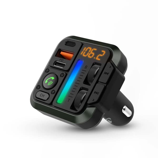 Nedis Bilstereo FM-sender | Fort | Hands free samtale | 1 " | Gul skjerm | Bluetooth® | PD 18 W / PD 20 W | Rask lading | Bass boost | Google Assistan