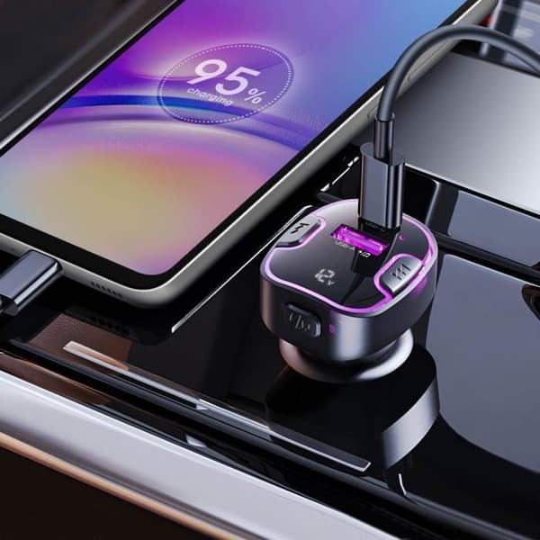 Bluetooth FM-sändare för bil med USB-laddare - USB C XO Svart