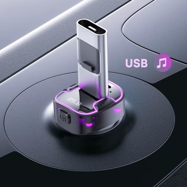 Bluetooth FM-sändare för bil med USB-laddare - USB C XO Svart
