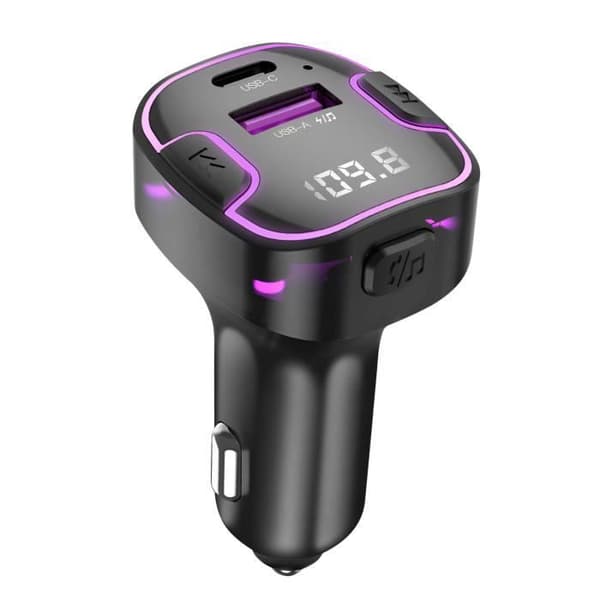 Bluetooth FM-sändare för bil med USB-laddare - USB C XO Svart