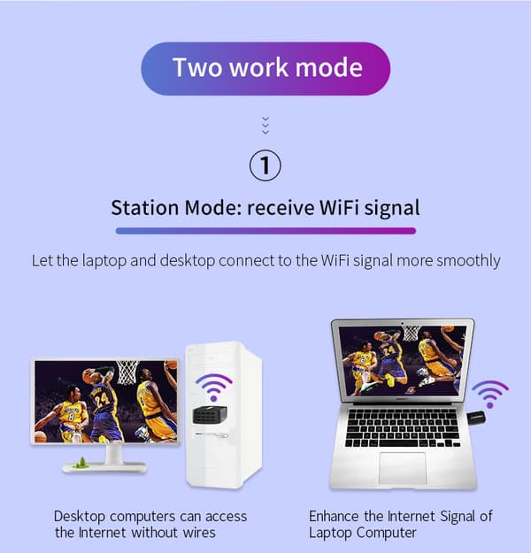 INF Trådlös WiFi-adapter - Svart 0