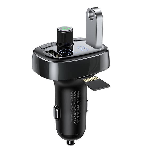 Sender FM Baseus T-type S-09 Bluetooth (svart)