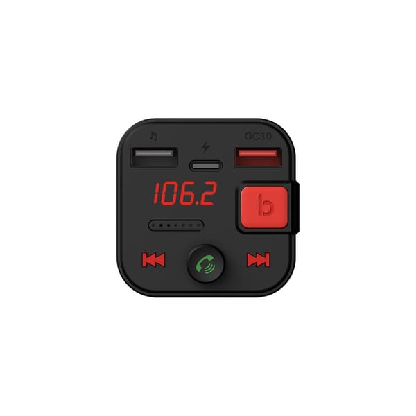 SAVIO FM-sender, Bluetooth 5.3, QC 3.0 oplader, LED display, Bass Boost, TR-15, sort