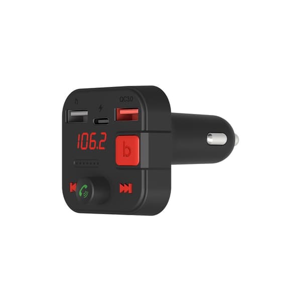 SAVIO FM-sender, Bluetooth 5.3, QC 3.0 oplader, LED display, Bass Boost, TR-15, sort
