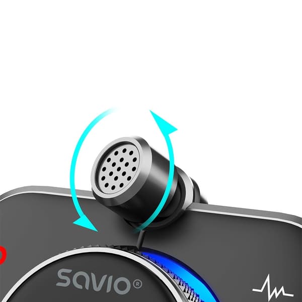 SAVIO FM-sender, Bluetooth 5.0, QC/PD 3.0 oplader, ENC, AUX OUT, Micro SD, TR-14, sort