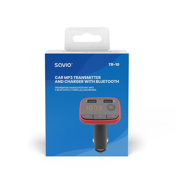 Savio Bluetooth FM-sändare TR-10 87,6 - 107,9 MHz Svart