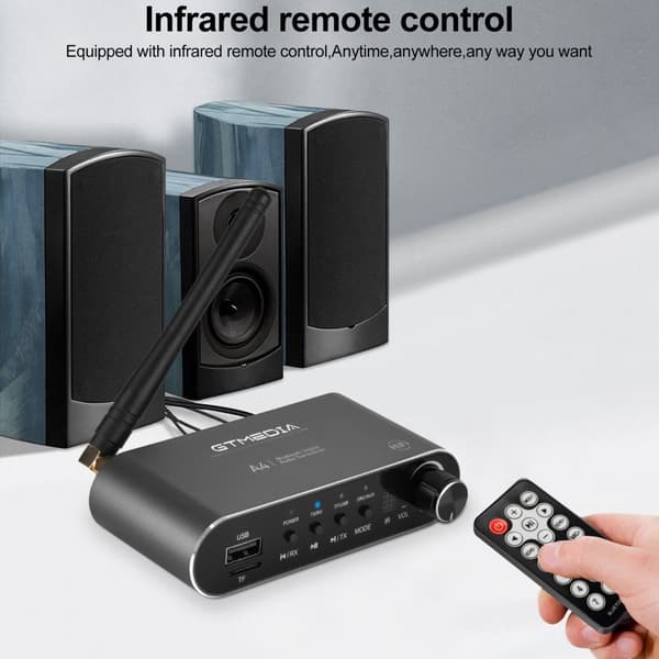 GTMEDIA 6-i-1 Bluetooth 5.1 lydadapter RX/TX-moduser USB TF-kort IR-fjernkontroll