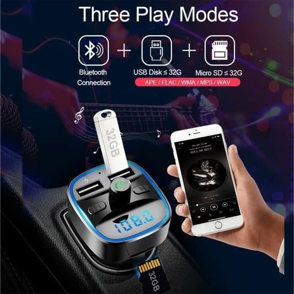 Activity-T25 Trådlös Bluetooth 50 FM-sändare Dubbel USB-billaddare Handsfree MP3-spelare TF-kort