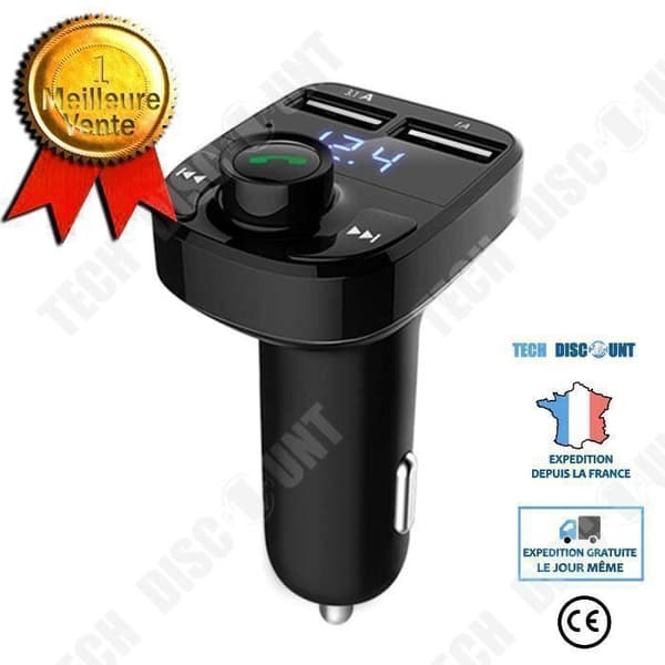 TD® Bil FM-sändare - Trådlös Bluetooth Handsfree Bilsats FM-sändare MP3-spelare Dubbel laddare