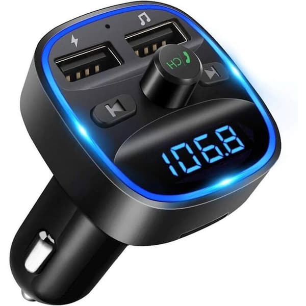 Bluetooth FM-sändare, Bluetooth MP3-spelare Trådlös radioadapter Bil FM-sändarsats Laddare, handsfreesamtal, 2 U