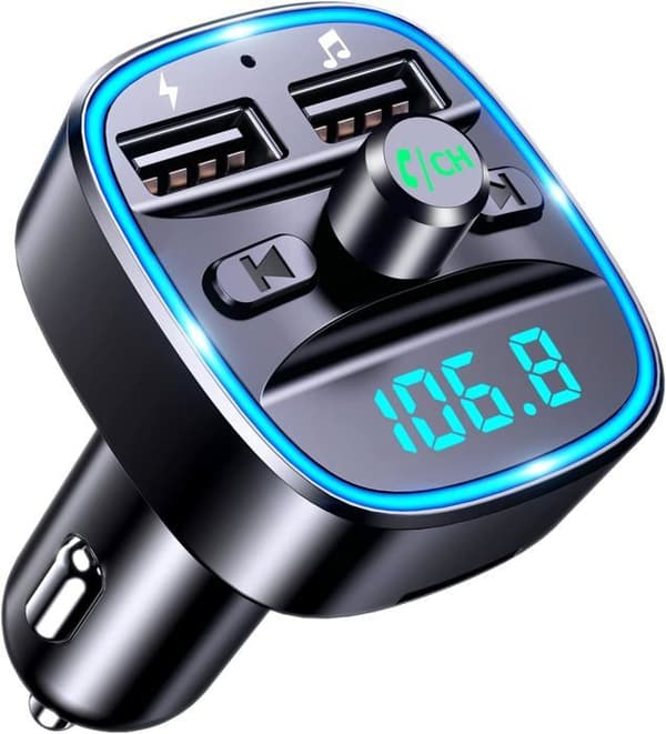 Bluetooth-bil, FM-sändare Bluetooth 5.3 Radioadapter Trådlös Mp3-musikspelare, handsfreesamtal, Dubbel [J20]