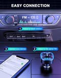 Miniatyrbild 5 av 6: Bluetooth FM-sändare [Blue Ambient Light] Trådlös bilradiomottagare adaptersats med handsamtal Lib[J200]
