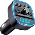 Miniatyrbild 1 av 6: Bluetooth FM-sändare [Blue Ambient Light] Trådlös bilradiomottagare adaptersats med handsamtal Lib[J200]