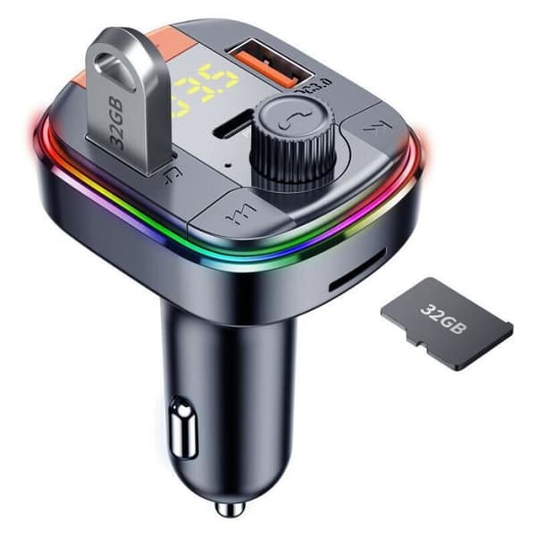 Trådlös Bluetooth 5.0 FM-sändare MP3-adapter Bilsats USB-laddare