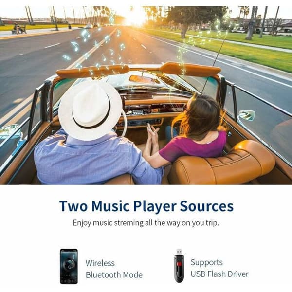 ZeaLife Bluetooth FM-sändare, Bluetooth 5.0 biladapter med QC 3.0 snabbladdningsport, Bluet billaddare