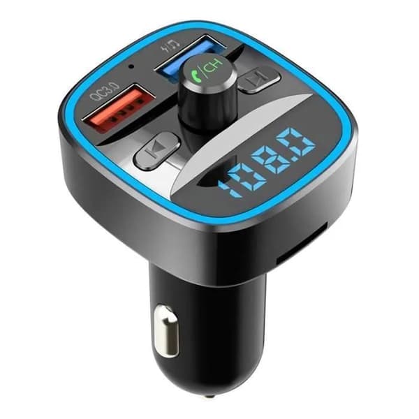 Bluetooth FM-sändare, Bluetooth MP3-spelare Trådlös radioadaptersats FM-sändare Billaddare, handsfreesamtal