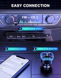 Miniatyrbild 5 av 6: Bluetooth FM-sändare [Blue Ambient Light] Trådlös bilradiomottagare adaptersats med handsfreesamtal