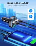 Miniatyrbild 2 av 6: Bluetooth FM-sändare [Blue Ambient Light] Trådlös bilradiomottagare adaptersats med handsfreesamtal