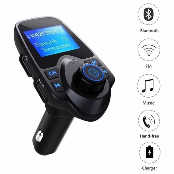 Bluetooth FM-sändare Radio Billaddare Adapter Cigarettändare Bilsats med 2 USB billaddare Trådlös bilradio Eme