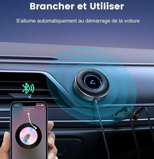 Bluetooth-adapter 5,3 Bil - Bilhandsfree Bluetooth - Bluetooth-mottagare Jack 3,5mm - för Stereo Högtalare