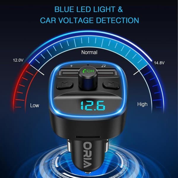 FM-sändare Bluetooth 5.3, Avancerad Bluetooth Kit Bil, Dubbel USB-portar med QC3.0, Trådlös handsfree-samtal för skärm