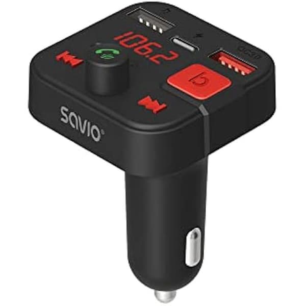 Savio TR-15 Bluetooth FM-sändare - Svart - Handsfree-funktion - Trådlös teknologi