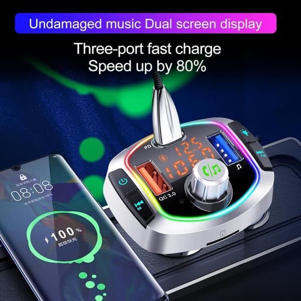 FM Bluetooth-sändare - GizmoVine - BC63 - Snabbladdning QC3.0 - 7 färger - Handsfree