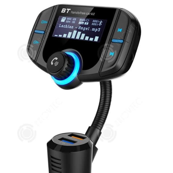 INN FM-sändare 87,5-108,0mhz 1,7 tum stor skärm snabbladdare för bil bluetooth adapter billaddare