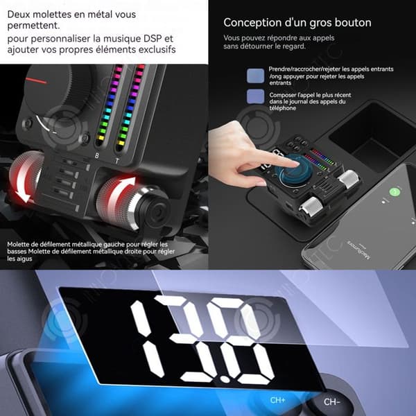 INN bluetooth FM-sändare mp3-spelare trådlös radioadapter bilsats spelare hög bas omgivande belysning equalizer