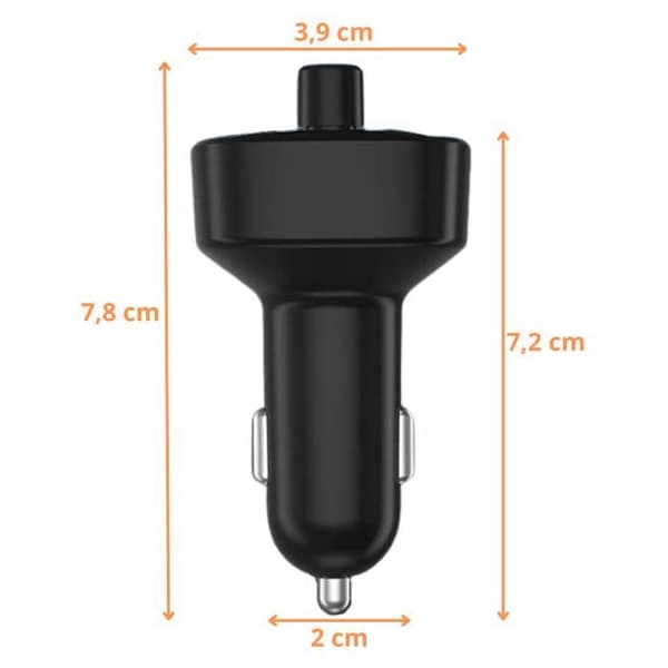 FM-sändare Bluetooth 5.0 - Phonillico - Radioadapter - 2 USB-portar - Handsfree - Svart