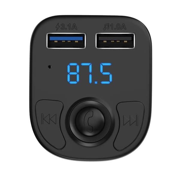 FM-sändare Bluetooth 5.0 - Phonillico - Radioadapter - 2 USB-portar - Handsfree - Svart
