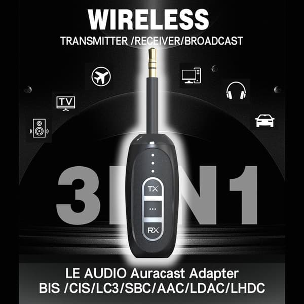 Bluetooth 5.4-sendermottaker Low Latency 3,5 mm trådløs lydadapter