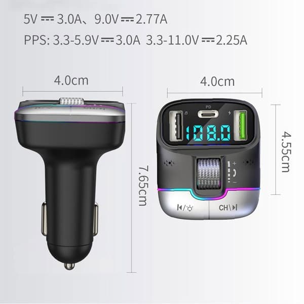 TD® Bil MP3-spelare Ultrasnabbladdning Laddare Bluetooth-telefon, handsfree förlustfri ljudkvalitet