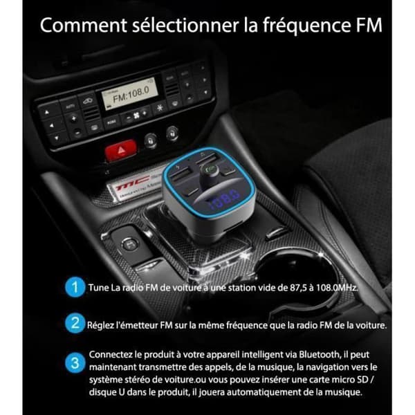 TD® FM-sändare Bluetooth-anslutning MP3-spelare Radioadapter trådlös FM-sändare Kit för bilar Laddare kort USB.