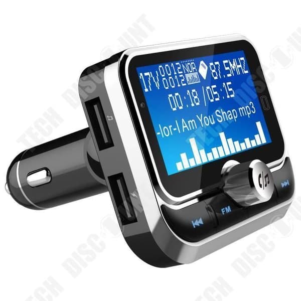 TD® FM-sändare Bluetooth 4.1 stor skärm 1,8 tum - bilsats handsfree samtal trådlös radiosändaradapter svart