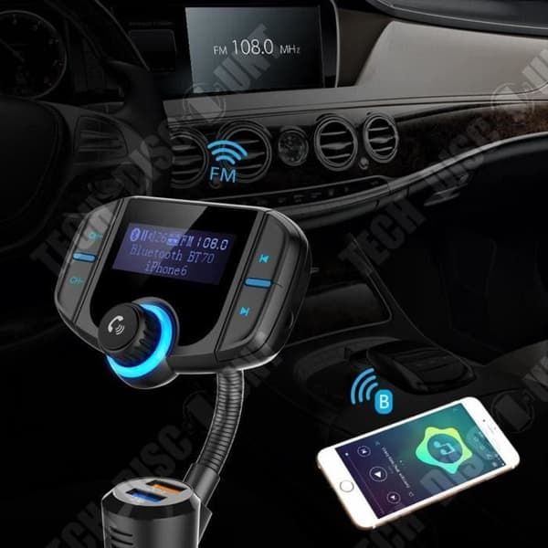 TD® Bluetooth bil FM-sändare handsfreesamtal - Bluetooth för bil med 3,5 mm Aux-port - Biltillbehör