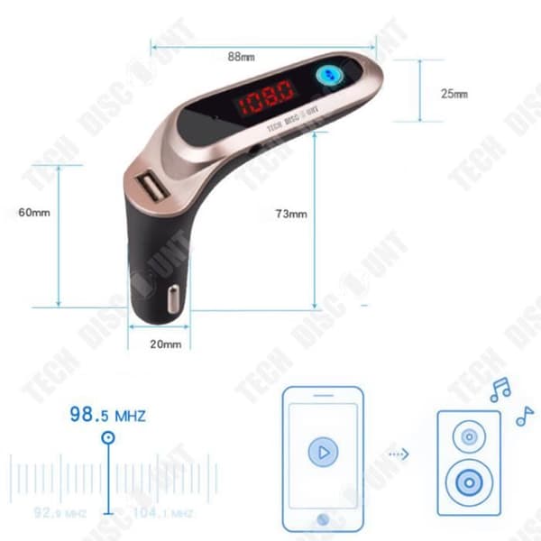 TD® FM-sändare Bluetooth Power MP3-spelare Bil Handsfree Musik Trådlös radioadaptersats Laddning
