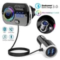Miniatyrbild 1 av 4: FM-sändare Bluetooth 5.0 trådlös radioadapter Handsfree bilsats, QC3.0 och 5V-2.4A snabbladdare