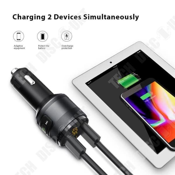 Högkvalitativ FM Bluetooth-sändare Trådlös Radioadapter Bilhandsfree/QC3.0 Snabbladdare Bil 2 portar