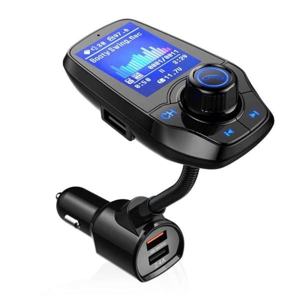 Bluetooth FM-bilöverföringsare, handsfree, MP3 T26D / Färg stor skärm QC3.0 snabbladdning, FM-radio / MP3