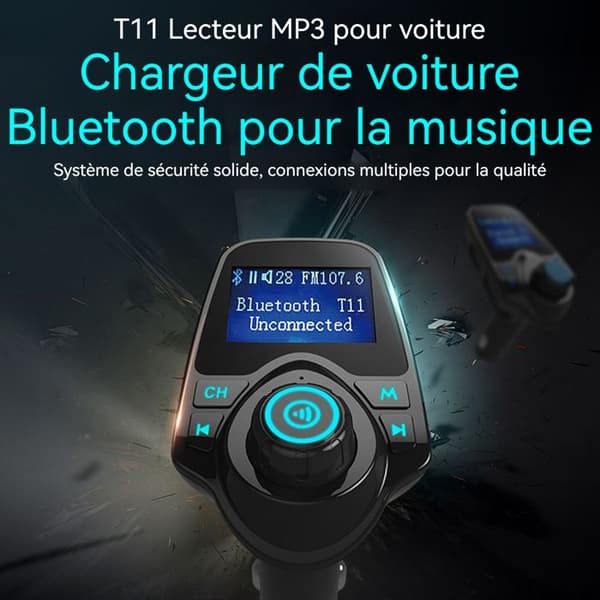 TD® Bluetooth FM-sändare handsfree bilsats, billaddare med 2 USB-portar, 1,4" LCD-skärm, TF-USB-minne