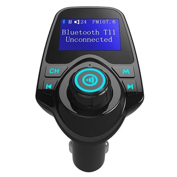 TD® Bluetooth FM-sändare handsfree bilsats, billaddare med 2 USB-portar, 1,4" LCD-skärm, TF-USB-minne