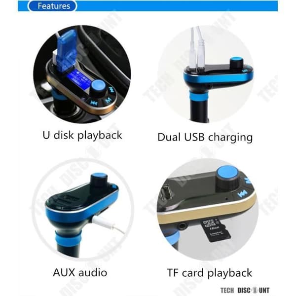 Trådlös Bluetooth FM-sändare USB Bilstereo Hem Musik Radio Adapter MP3 Laddare Handsfree iPhone Cigarettändare