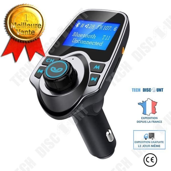 TD® Bluetooth bil FM-sändare MP3-spelare Handsfree samtal/dubbel USB-laddning, Micro SD/TF för iPhone 8 7 Plus 6