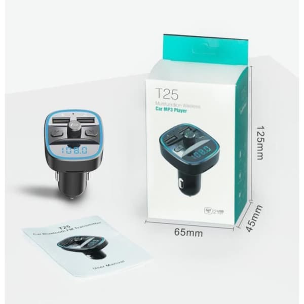 FM-bluetooth-sändare för bilar med jack-handsfree-adapter laddare radio LED-skärm original trådlös